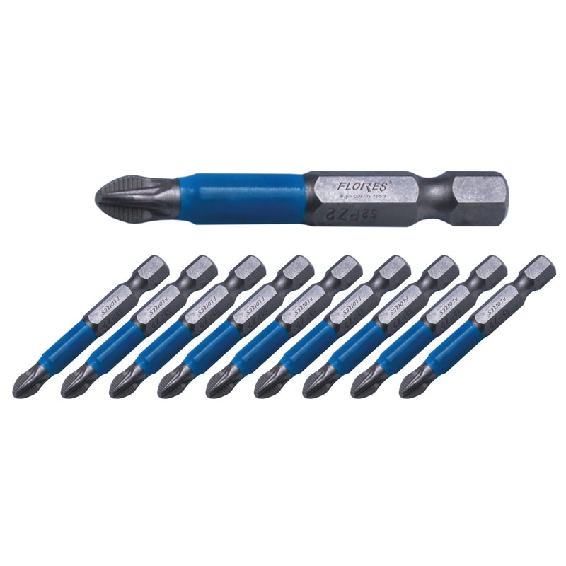 HEIBTENY Set Di 10 Punte Per Cacciavite, Magnetiche, Antiscivolo, Con 2 Adattatori A Sgancio Rapido, In Lega Di Acciaio Per Avvitatori A Percussione, 25 Mm-90 Mm - Foto 2