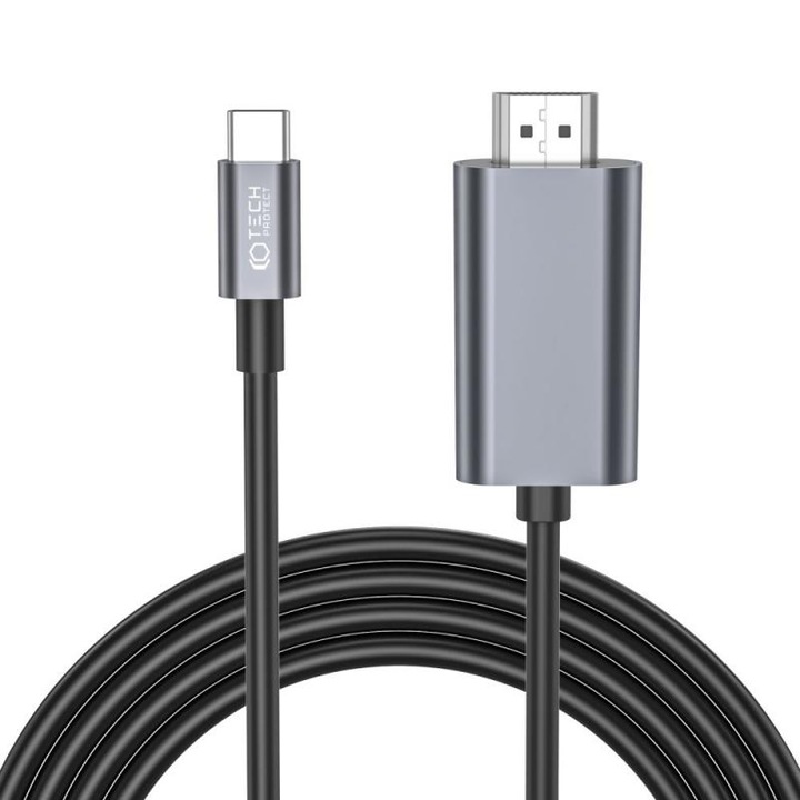 TECH-PROTECT UltraBoost videokábel, USB-C dugasz - HDMI dugó, 4K, 60Hz, 2m, fekete