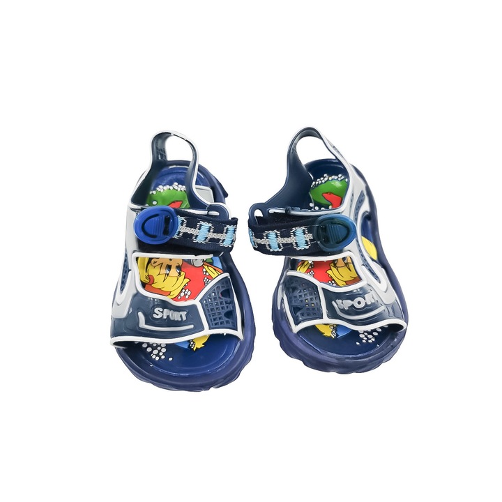 Sandale pentru copii CartoonFlip, bareta cu scai, design creativ, albastru inchis, Doty, Albastru inchis