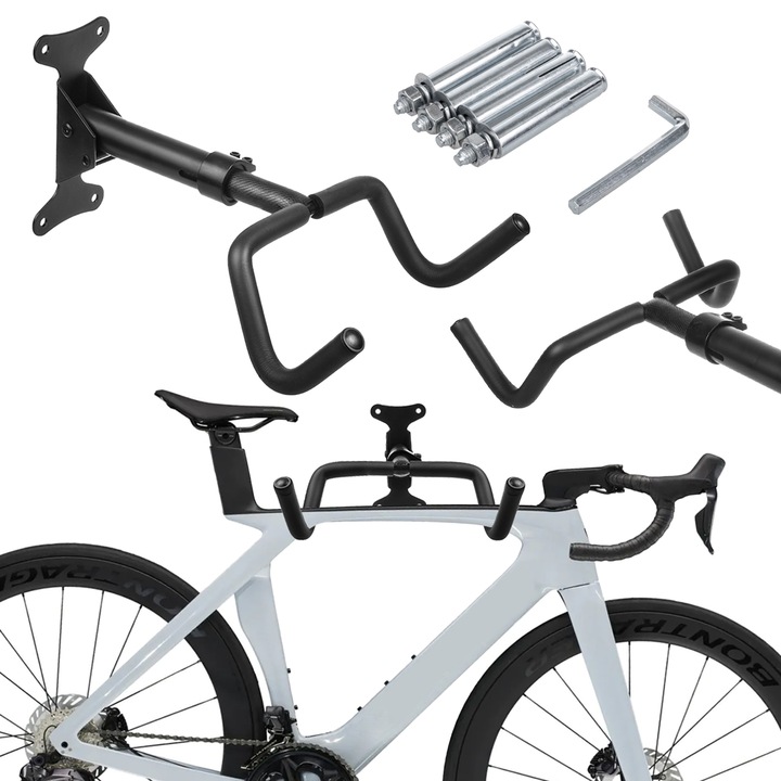Suport reglabil de perete pentru bicicleta MC-431, atarnare pe cadru, greutate maxima 30kg, negru