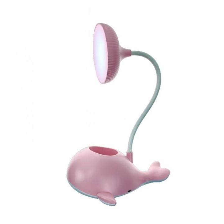 Lampa de birou led pentru copii cu protectie pentru ochi, 6589, culoare roz