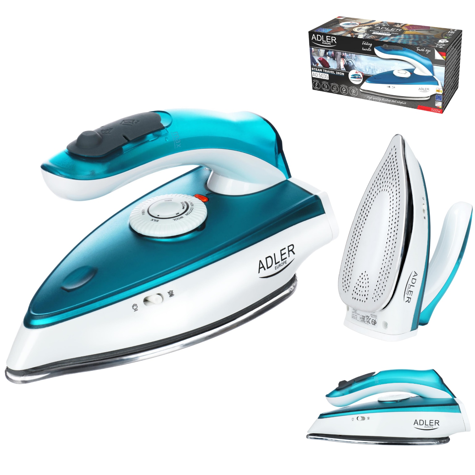 Fier De Calcat, Adler, AD5035, Putere 1700W, Impuls Aburi 70G/Min, Abur 15G/Min, Maner Pliabil, Dimensiuni 19.5x9x8.5 cm