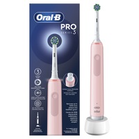 Periuta de dinti electrica Oral-B Pro 3, Curatare 3D, 3 programe, 1 capat de periaj, roz
