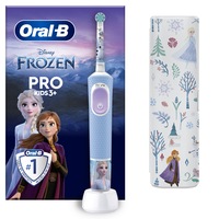 Periuta de dinti electrica Oral-B Pro Kids Frozen pentru copii, Curatare 2D, 2 programe, 1 capat, 4 autocolante, trusa de calatorie, Albastru