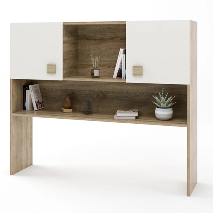 Raft pentru birou Sonata, Everest, 110 x 25 x 96 cm, Stejar Sonoma, alb