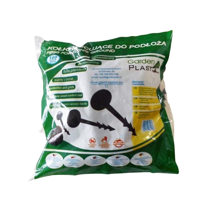 Set 50 cuie plastic fixare folii mulcire, 100/25 mm