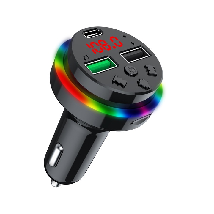 FM Трансмитер Zik, F15 Bluetooth Kit, MP3, Мултифункционален, Handsfree, черен