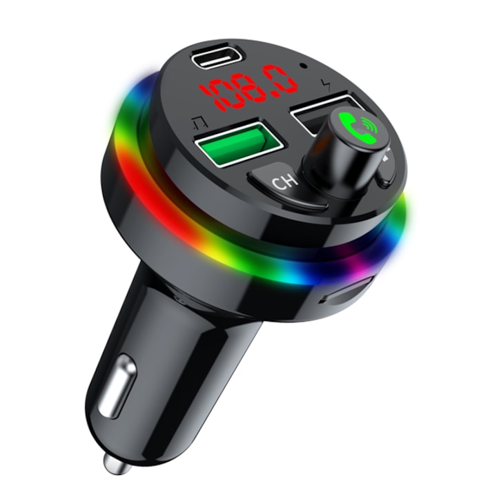 FM Трансмитер Zik, F16 Bluetooth Kit, MP3, Мултифункционален, Handsfree, черен