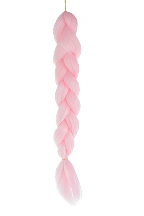 Pink IdealStore синтетична коса за удължаване на плитки или опашки, Дължина 60 см, Тегло 100 г, Устойчивост на UV радиация и високи температури, Може да се оформя с плоча, маша или четка