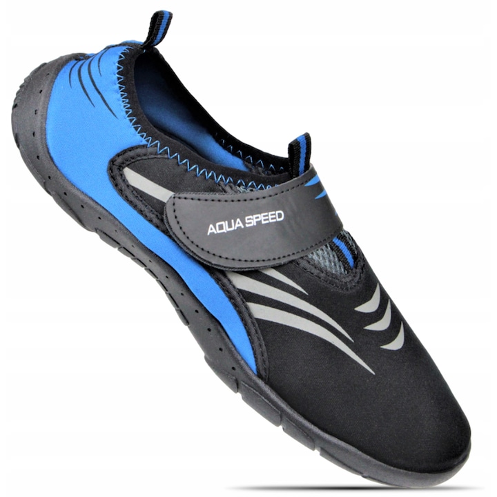 Pantofi de plaja si apa, Aqua-Speed, Pentru inot, Unisex, Neopren, Marimea 38, Negru/Albastru