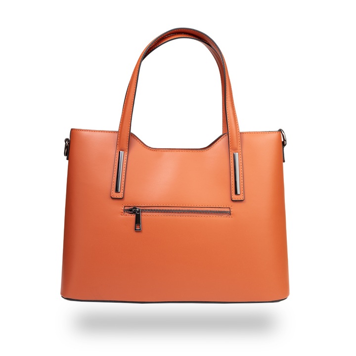 Poseta dama, piele, Toro Nero, Design lover, papaya