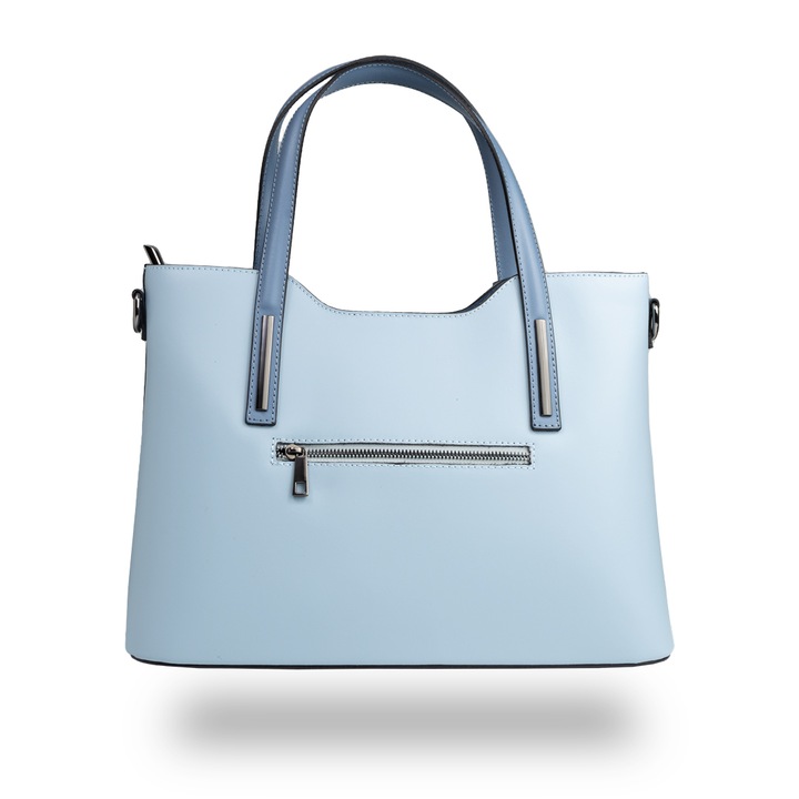 Poseta dama, piele, Toro Nero, Design lover, albastru deschis