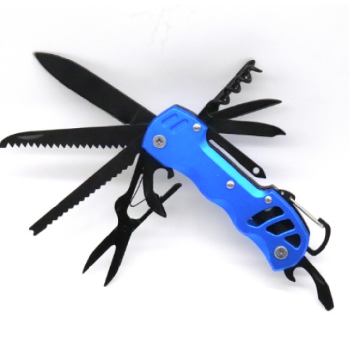 Unealta multifunctionala pentru vanatoare sau camping, 13 in 1, 9.5cm, Albastru