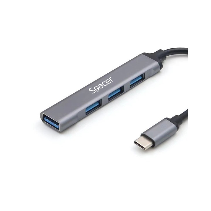 Дистанционен външен хъб, USB портове: USB 3.0 X 1, USB 2.0 x 3, връзка чрез TYPE-C, кабел 1 m, алуминий