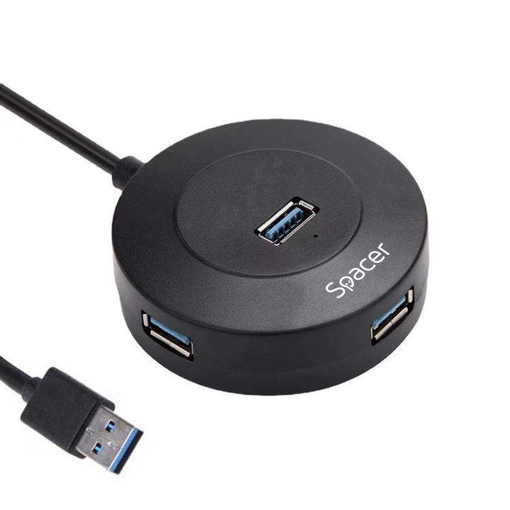 Външен SPACER HUB, USB портове: USB 3.0 X 1, USB 2.0 x 3, USB 3.0 връзка, 1m кабел, Plastic AB