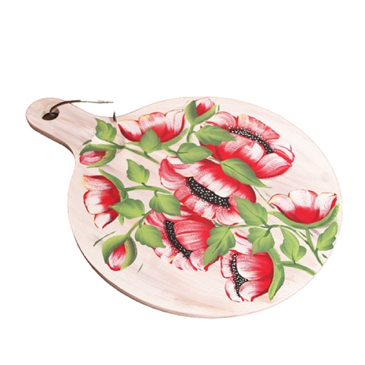 Tocator din lemn, Maci, decorativ, lungime 40 cm