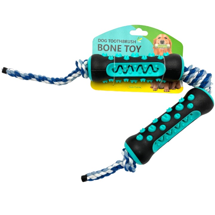 Jucarie pentru caini, Pet Interest, Textil, Periuta de dinti pentru caini de inalta rezistenta, 60x5cm, Negru/Albastru