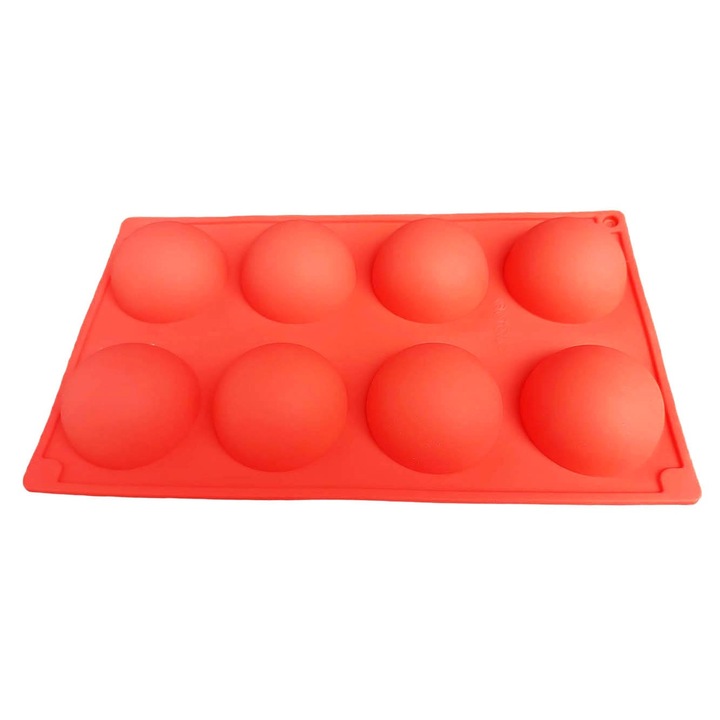 Forma silicon pentru prajituri turnate, Rosu, 8 cavitati, 28 cm, 432COF-2