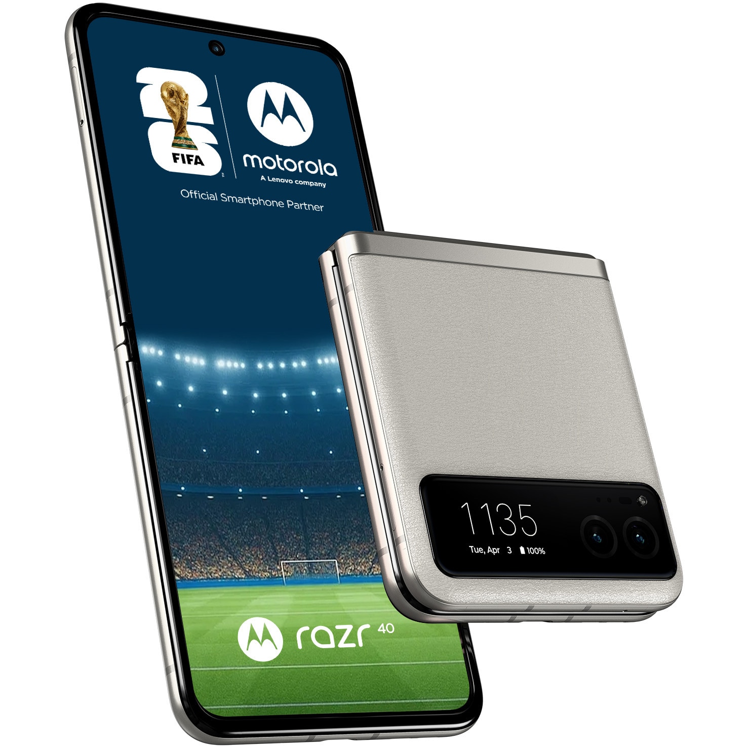 Motorola razr 40クリーム 8GB 256GB Telefon mobil motorola razr 40, Dual SIM, 8GB RAM, 256GB, 5G