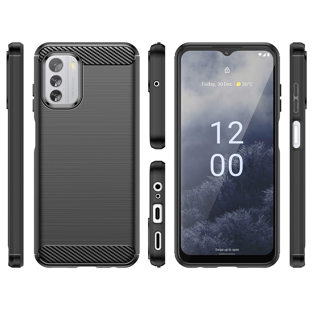 Husa Pentru Telefon Carbon, Compatibila cu Nokia G60, Armored Shockproof G-Tech, Finisaj Mat, Negru