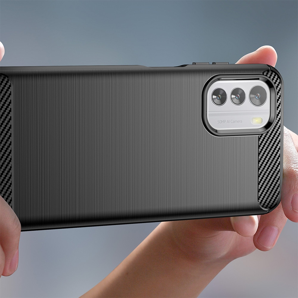 Husa Pentru Telefon Carbon, Compatibila cu Nokia G60, Armored Shockproof G-Tech, Finisaj Mat, Negru