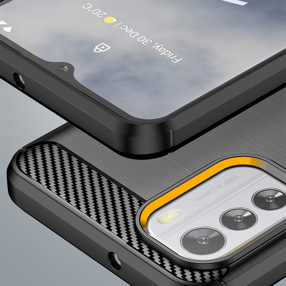 Husa Pentru Telefon Carbon, Compatibila cu Nokia G60, Armored Shockproof G-Tech, Finisaj Mat, Negru