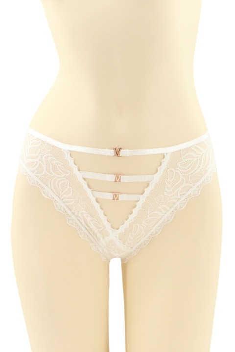 Szexi tangabugyi hímzett csipkével és fém betétekkel CT-Q8189 fehér 88424, Fehér, M