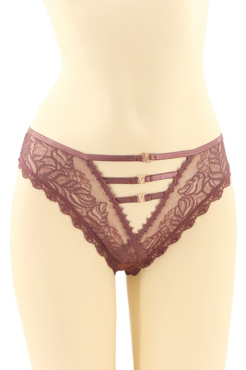 Szexi tangabugyi hímzett csipkével és fém betétekkel CT-Q8189 fekete 88425, Bordó, M