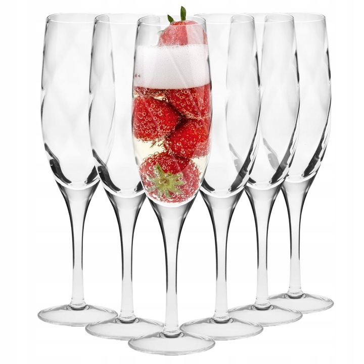 Комплект от 6 чаши за шампанско Krosno Romance, кристални, 170 ml, прозрачни