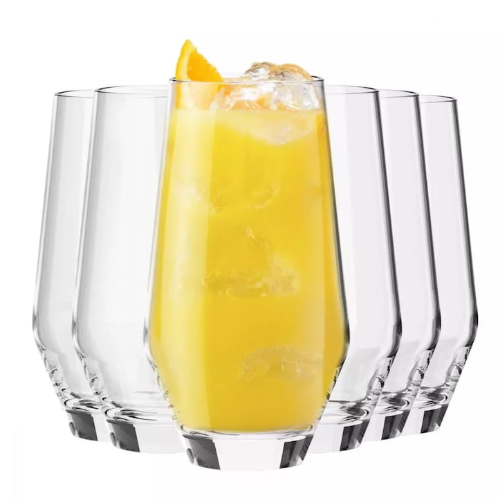 Комплект от 6 високи чаши, Krosno, Glass, 450 ml, Прозрачни