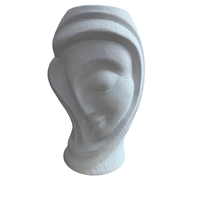 Vaza Chip Femeie, ceramica dura, alb mat, inaltime 33 cm