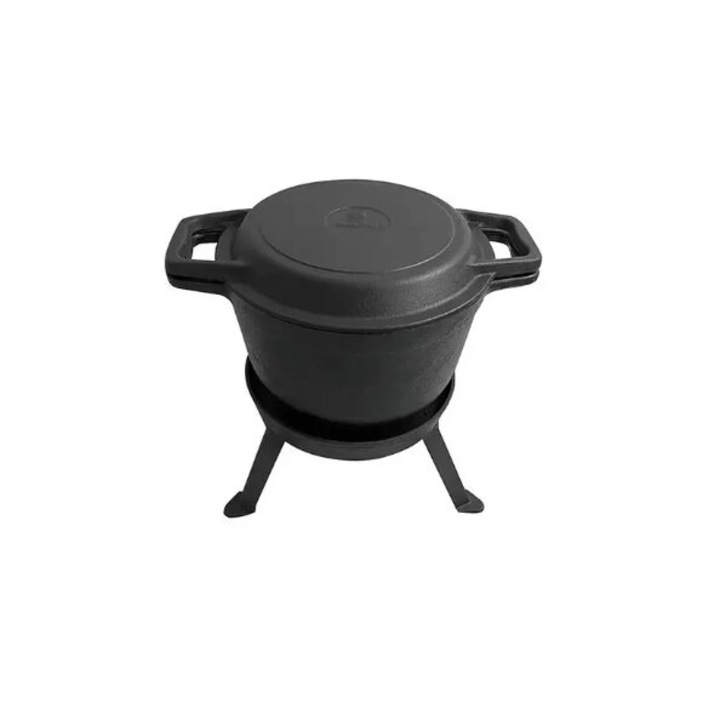 Ceaun 3 in 1 din fonta cu picioare si capac, 8 litri, negru, Kinghoff