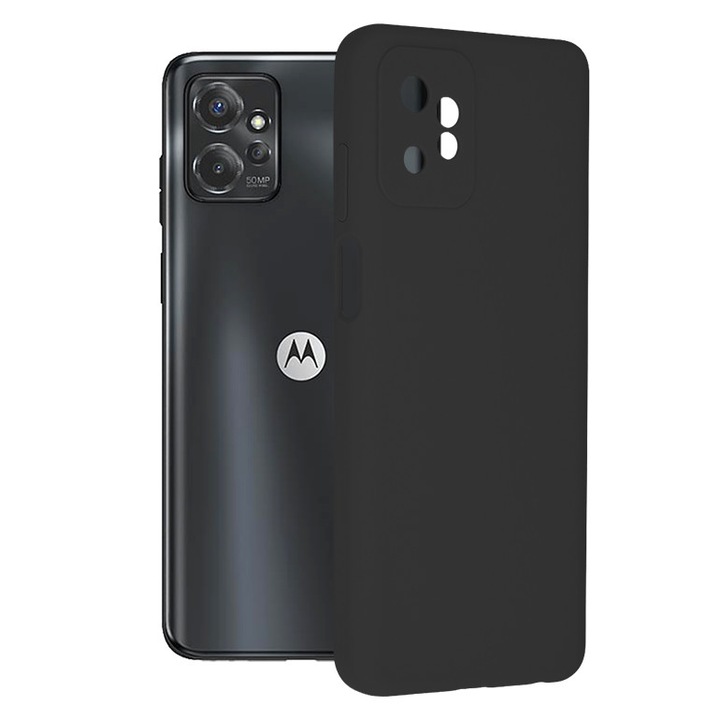 Защитен капак Soft Edge Silicone, анти-пръстови отпечатъци, мек силикон, вътрешност от микрофибър, съвместим с Motorola Moto G Power 5G, черен