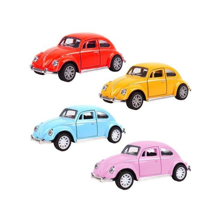 Magic Toys 6217795 Hátrahúzós Volkswagen Bogár kisautó fénnyel és hanggal 1/32 több színváltozatban, 1db