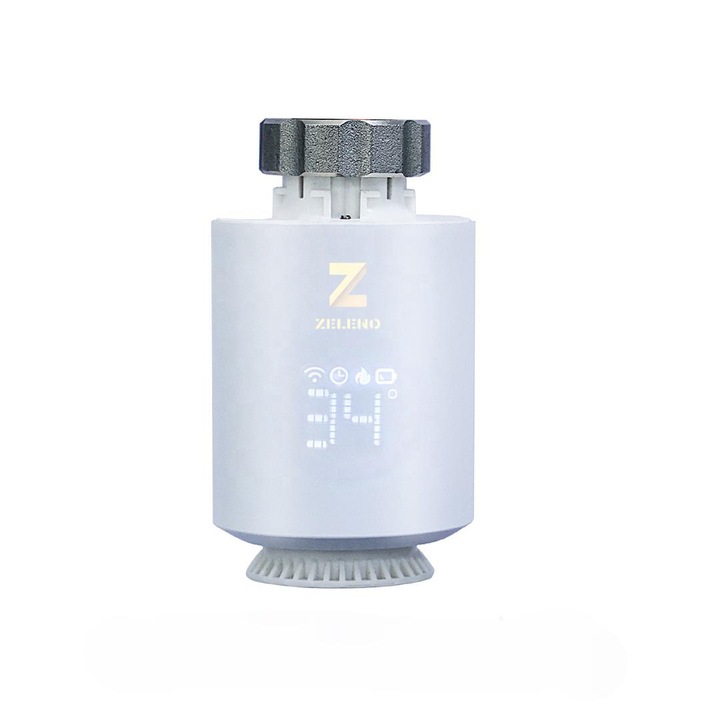 Cap termostat wifi Z Zeleno pentru calorifer termostat digital cu supapa de control al temperaturii de incalzire aplicatie implicita Alb