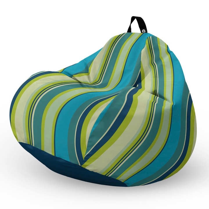 Fotel Updeco Pouf Babzsákfotel, Körte L típus, vízálló, szobai/szabadtéri, belső táska, fogantyúval, 90 x 80 x 60 см, Fotel Navy Mint