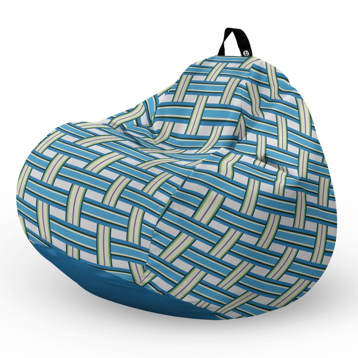 Пуф Updeco Bean Bag, Тип круша L, Водоустойчив калъф, За закрито и открито, с вътрешна предпазна чанта, С дръжка, 80 x 80 x 55 см, Боровинки и киви