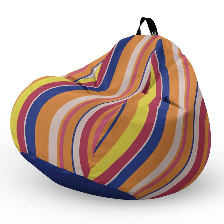 Fotel Updeco Pouf Babzsákfotel, Körte L típus, vízálló, szobai/szabadtéri, belső táska, fogantyúval, 90 x 80 x 60 см, Fotel Pipa Beach, Orange