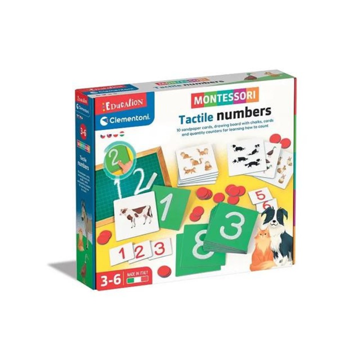 Clementoni 25502233 Montessori - Tapintható számok fejlesztő és oktató játék - Clementoni