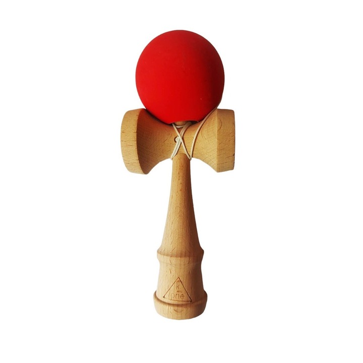 Професионална Kendama, Дървена топка със силиконово покритие, Wood/Red, 15KD