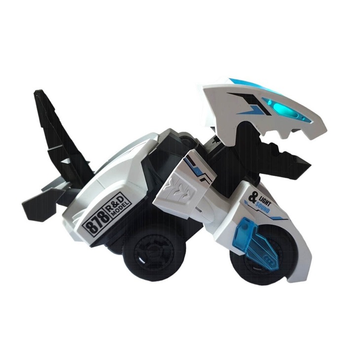 Dinoszaurusz autó, világít, énekel és átalakul, fehér, LTOY29