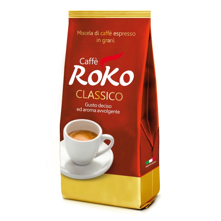 Cafea boabe, 60% Arabica 40% Robusta, CaffeRoko, Amestec Classico, 1kg