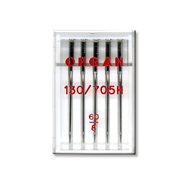 Set 5 Ace Organ Universal cu finetea acului 60 pentru masinile de cusut casnice, 130/705H