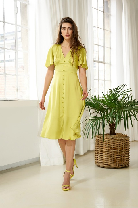 Noria Anis, Rochie midi cu talie Empire, Galben