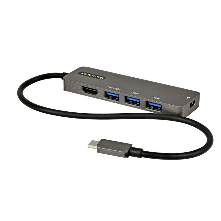 Statie de andocare, Startech, DKT30CHPD3, si replicator de porturi USB 3.2, Gen 1, Type-C, DKT30CHPD3, Negru/Gri