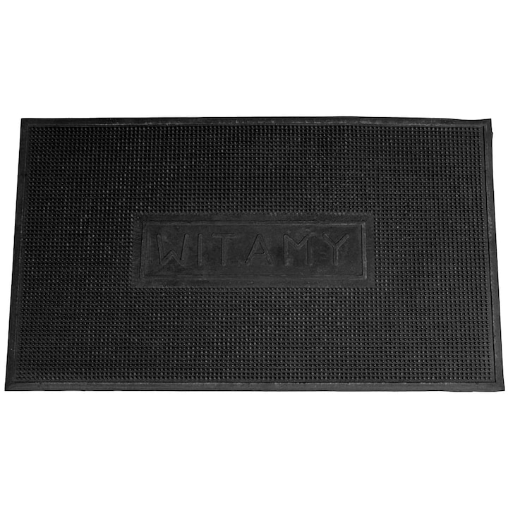 Bejárati szőnyeg, Krystynka, Műanyag, 35x60cm, Fekete