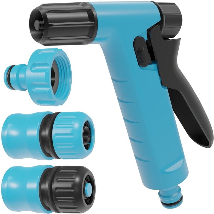 Kézi Öntöző Szett Cellfast BASIC™ 1/2"-5/8", 6 Bar Max Nyomás, Pára és Erős Sugár Vízáram, UNI FIT™ Technológiával, 3/4"-os Női Menetes Csatlakozóval, Kerti Öntözéshez
