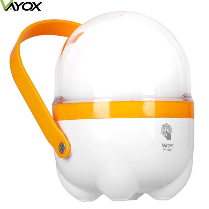 Vayox VA0086 къмпинг LED фенер, 30xSMD 300lm, сензорен превключвател, бял/оранжев