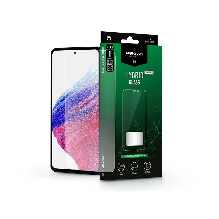 Samsung A525F Galaxy A52/A52 5G/A52s/A53 rugalmas üveg képernyővédő fólia - MyScreen Protector Hybrid Glass Lite - transparent (LA-2217)