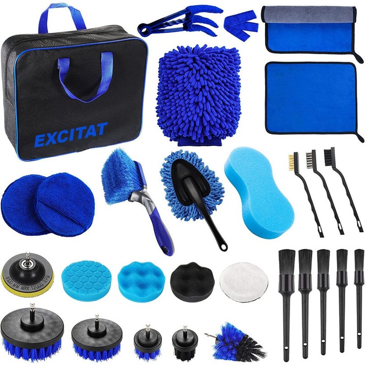 Kit pentru spalare auto, Excitat, Plastic/Metal, Albastru/Negru